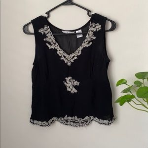 Embroidered Black Tank